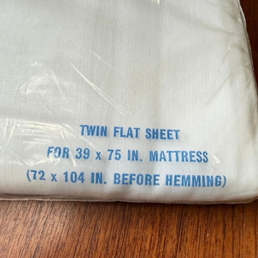 Pacific Vintage Twin Flat Sheet White No-Iron Muslin Permanent Press Made in USA